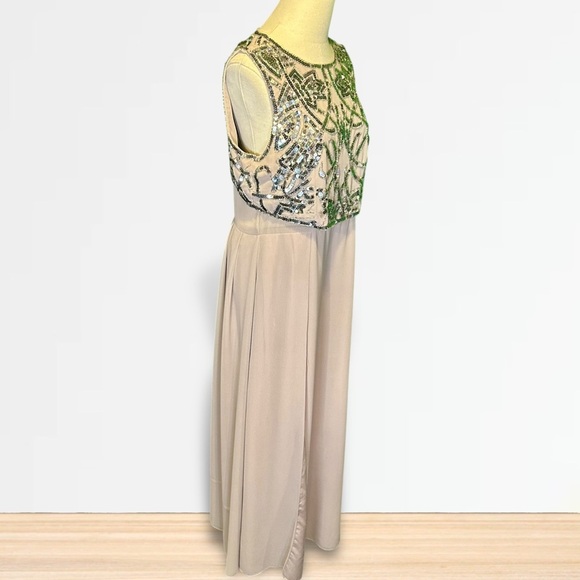 ASOS Mauve Pink / Purple Chiffon Side Slit Gown w/ Silver Sequin Embellishments - Picture 14 of 16